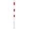 Barrier posts | Steel tube  60 x 2,5 mm | removable | for padlock | hot-dip galvanized and white coated withthree red reflecting stripes | with 1 eyelet